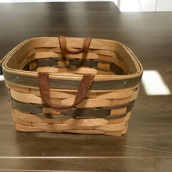 Vintage Royce Craft Basket Woven Signed Dated w/Leather Handles - Picture 1 of 5